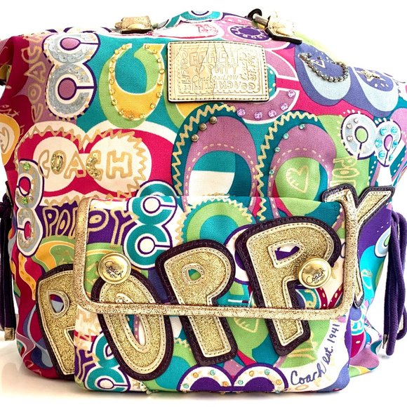 Limited Edition Coach Poppy Pop C Large Spotlight Sequins gems glitter metallic - Picture 2 of 16